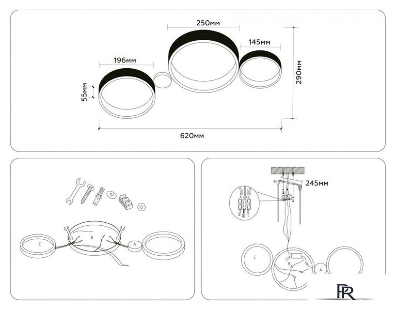 Припотолочная люстра Ambrella light FL4812/3 WH - Изображение №10 — Интернет-магазин ПроЗаказ
