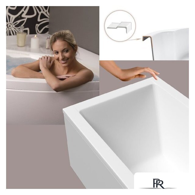 Ванна Lauter Oasis 190 21203090 (с ножками, серым подголов., белый лиц. и торц.экран) - Изображение №6 — Интернет-магазин ПроЗаказ