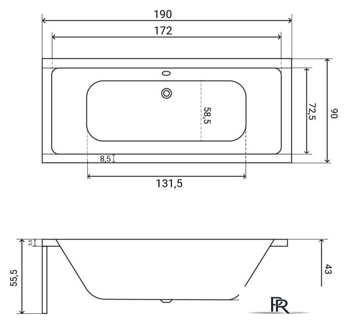Ванна Lauter Oasis 190 21203090 (с ножками, серым подголов., белый лиц. и торц.экран) - Изображение №27 — Интернет-магазин ПроЗаказ