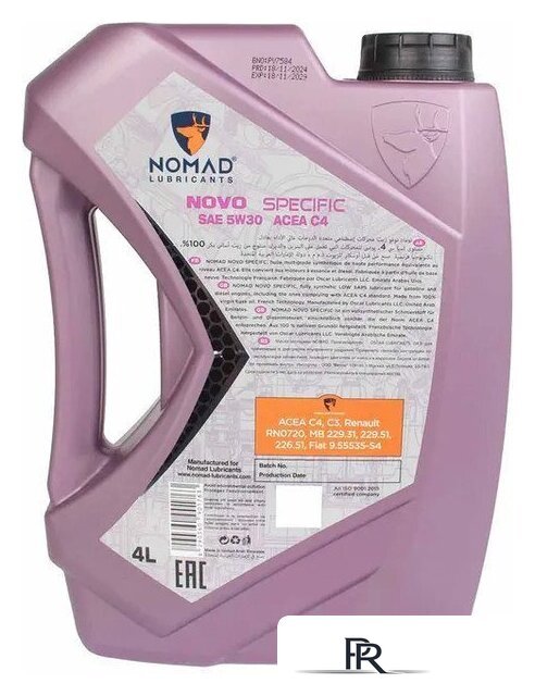 Моторное масло Nomad Novo Specific 5W-30 ACEA C4 4л - Изображение №4 — Интернет-магазин ПроЗаказ