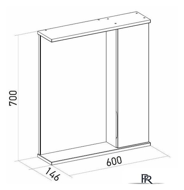  Mixline Шкаф с зеркалом для ванной Лайн 60 553011 (правый, с подсветкой) - Изображение №7 — Интернет-магазин ПроЗаказ