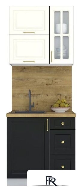 Готовая кухня Интерлиния Мила Шато 0.8Б (белый/черный/дуб бунратти) - Изображение №1 — Интернет-магазин ПроЗаказ