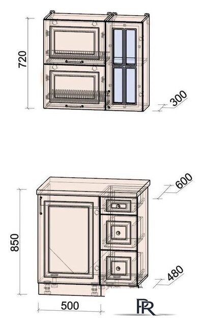 Готовая кухня Интерлиния Мила Шато 0.8Б (белый/черный/дуб бунратти) - Изображение №5 — Интернет-магазин ПроЗаказ