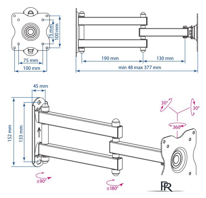 Кронштейн для телевизора Kromax DIX-15W (белый) - Изображение №4 — Интернет-магазин ПроЗаказ