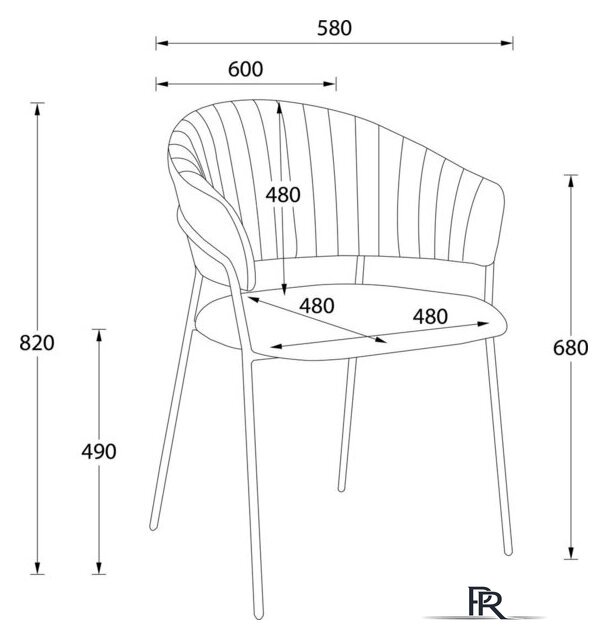 Стул с подлокотниками Алвест AV 433 (карри бархат Confetti chai tea/черный) - Изображение №16 — Интернет-магазин ПроЗаказ