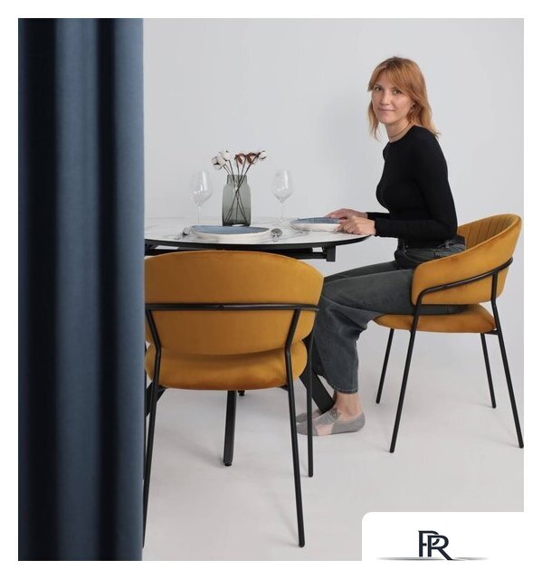 Стул с подлокотниками Алвест AV 433 (карри бархат Confetti chai tea/черный) - Изображение №2 — Интернет-магазин ПроЗаказ