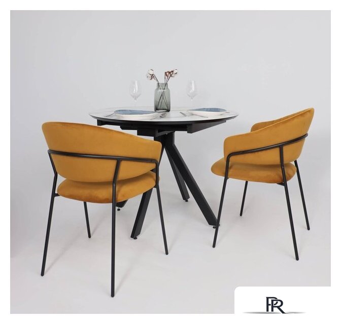 Стул с подлокотниками Алвест AV 433 (карри бархат Confetti chai tea/черный) - Изображение №4 — Интернет-магазин ПроЗаказ