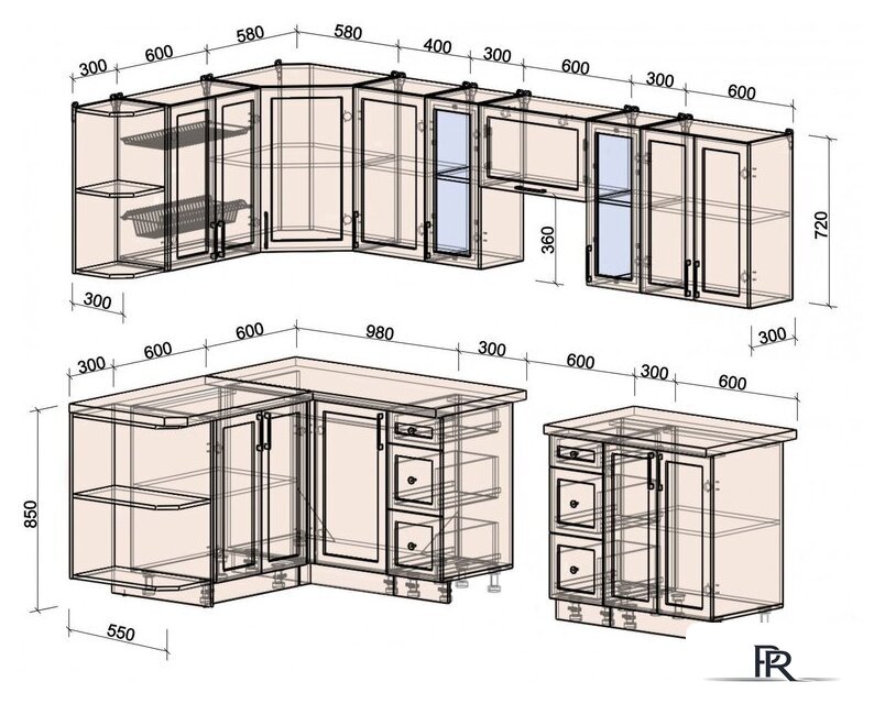 Готовая кухня Интерлиния Тренд 1.5x2.8 левая (мята/белый/бискайская сосна) - Изображение №6 — Интернет-магазин ПроЗаказ