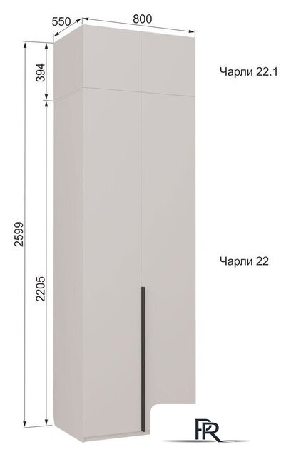 Шкаф распашной Аквилон Чарли №22.1 (кашемир) - Изображение №13 — Интернет-магазин ПроЗаказ