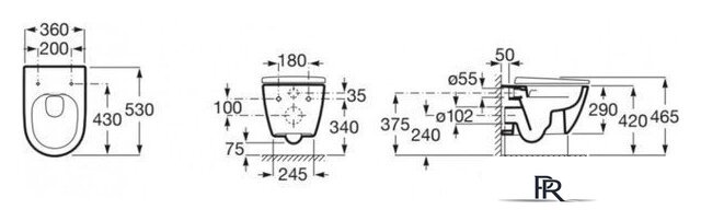 Унитаз подвесной Roca Ona Rimless 530 A346687000 - Изображение №3 — Интернет-магазин ПроЗаказ