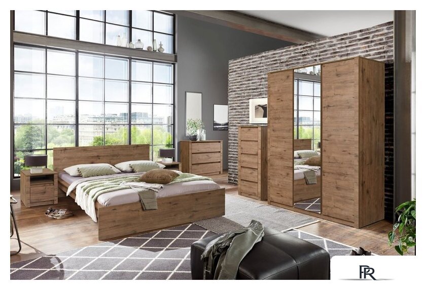 Шкаф распашной Рэйгрупп Bromo 01.02 ДЗД 166x198x55 ШР 01.02 VL (дуб веллингтон) - Изображение №6 — Интернет-магазин ПроЗаказ