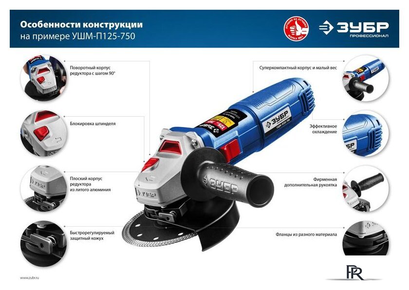 Угловая шлифмашина Зубр УШМ-П115-750 - Изображение №4 — Интернет-магазин ПроЗаказ