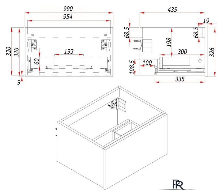  ЗОВ Тумба с умывальником Кито 100 K100LW0MWM-LDSPW6002 (белый матовый) - Изображение №9 — Интернет-магазин ПроЗаказ