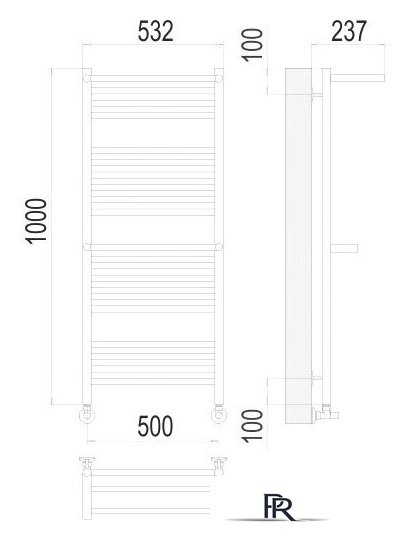 Полотенцесушитель TERMINUS Аврора П20 500x1000 с 2 полками нп (хром) - Изображение №2 — Интернет-магазин ПроЗаказ