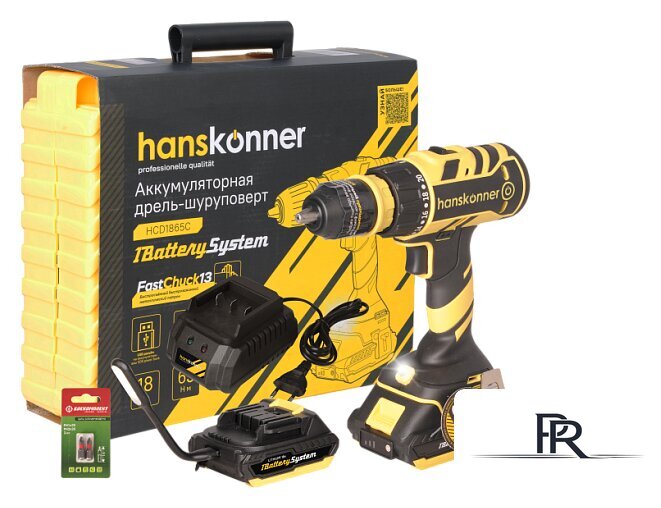 Дрель-шуруповерт Hanskonner HCD1865C (с 2-мя АКБ, кейс) - Изображение №1 — Интернет-магазин ПроЗаказ