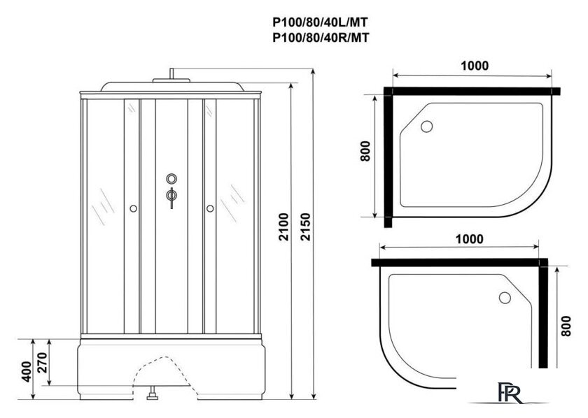 Душевая кабина Niagara Promo P100/80/40L/MT 100x80x215 - Изображение №3 — Интернет-магазин ПроЗаказ