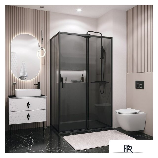 Душевая стенка Grossman Style 70x195 200.K33.05.70.21.10 (черный матовый,стекло тонированное) - Изображение №2 — Интернет-магазин ПроЗаказ