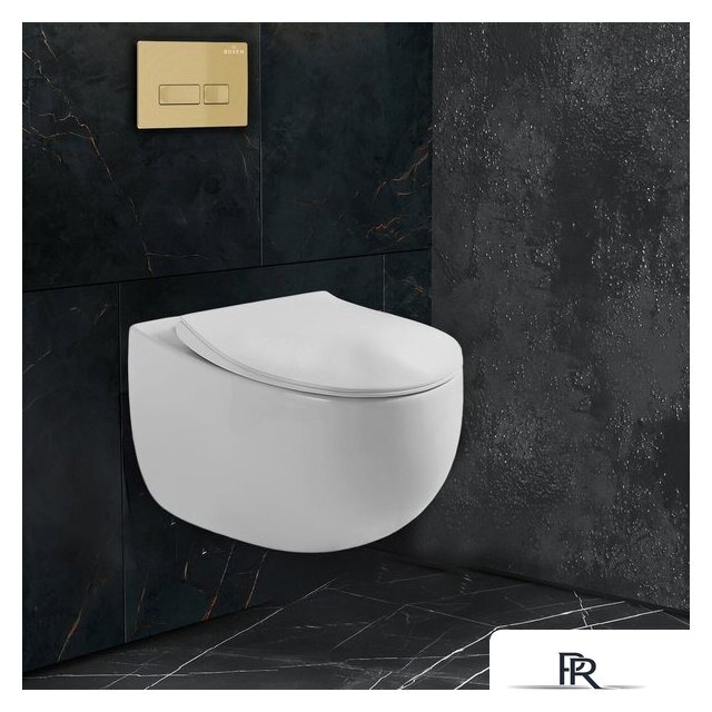 Унитаз подвесной Roxen Egg в комплекте с инсталляцией StounFix Dual Fresh 6 в 1 968085 (кнопка: брашированное золото) - Изображение №9 — Интернет-магазин ПроЗаказ