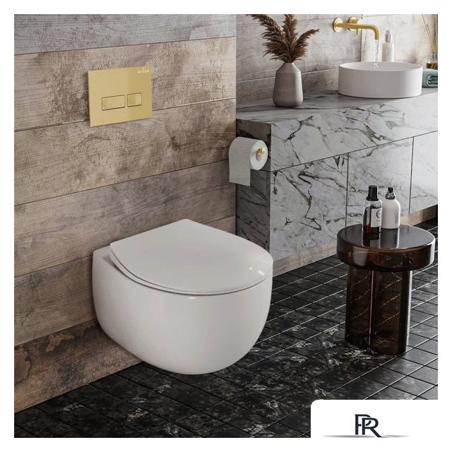 Унитаз подвесной Roxen Egg в комплекте с инсталляцией StounFix Dual Fresh 6 в 1 968085 (кнопка: брашированное золото) - Изображение №10 — Интернет-магазин ПроЗаказ