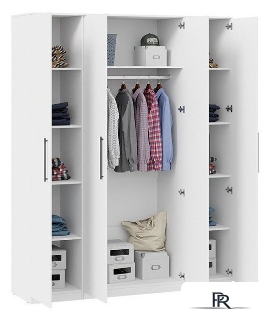 Шкаф распашной Трия Агата комбинированный с 4-мя дверями (белый) - Изображение №3 — Интернет-магазин ПроЗаказ