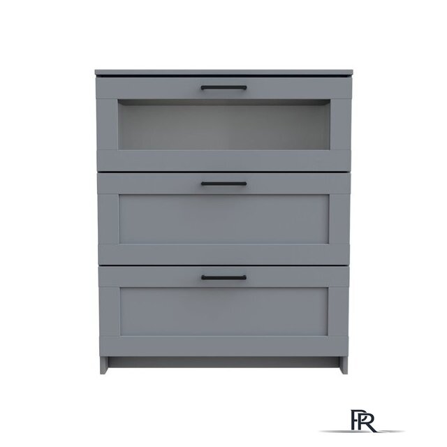 Комод Mio Tesoro Нави 3 ящика 2.15.02.020.4 (серый, со стеклом) - Изображение №2 — Интернет-магазин ПроЗаказ