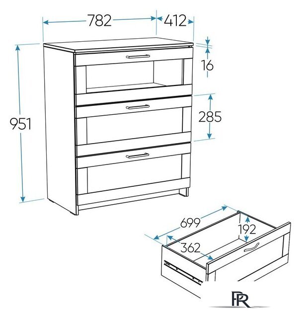 Комод Mio Tesoro Нави 3 ящика 2.15.02.020.4 (серый, со стеклом) - Изображение №7 — Интернет-магазин ПроЗаказ