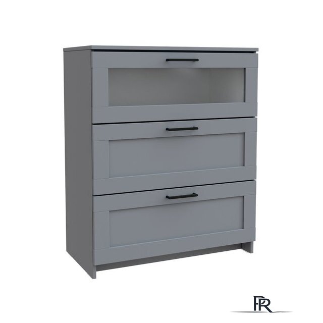 Комод Mio Tesoro Нави 3 ящика 2.15.02.020.4 (серый, со стеклом) - Изображение №1 — Интернет-магазин ПроЗаказ