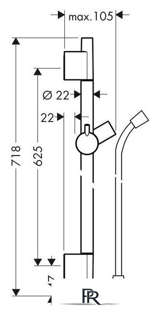 Душевая штанга Hansgrohe Unica S Puro 28632670 (черный матовый) - Изображение №2 — Интернет-магазин ПроЗаказ