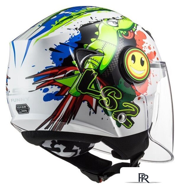 Мотошлем LS2 OF602 Funny Croco (M, белый глянцевый) - Изображение №2 — Интернет-магазин ПроЗаказ