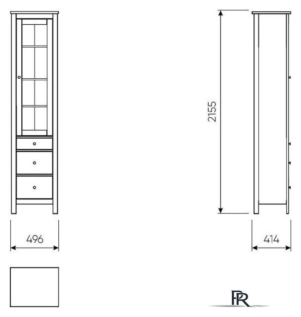 Шкаф-витрина Mio Tesoro Сага 50 2.08.07.120.6 (темно-бирюзовый) - Изображение №4 — Интернет-магазин ПроЗаказ