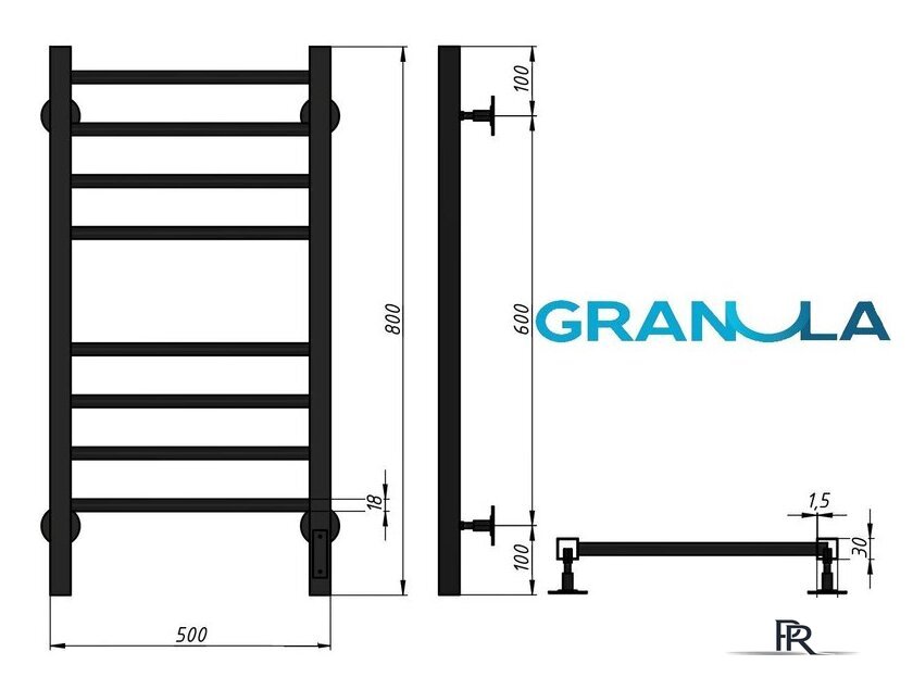 Полотенцесушитель Granula Квадро Сплит 50х80 (терморегулятор с таймером черный матовый) - Изображение №6 — Интернет-магазин ПроЗаказ