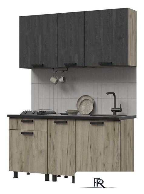 Готовая кухня Стендмебель Эдинбург 1.6 (железный камень/дуб крафт серый) - Изображение №1 — Интернет-магазин ПроЗаказ