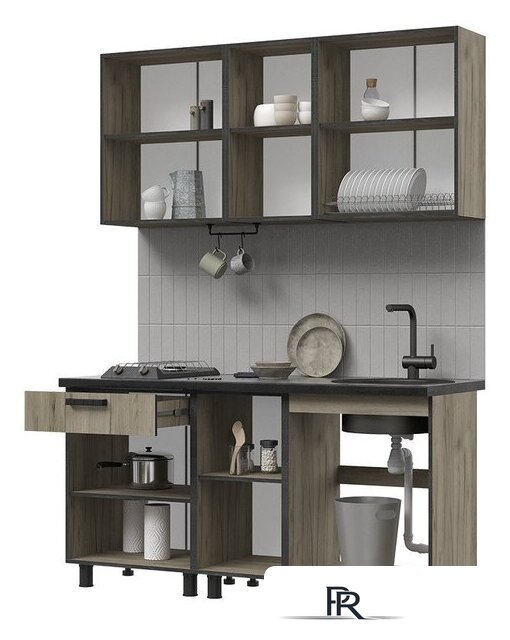 Готовая кухня Стендмебель Эдинбург 1.6 (железный камень/дуб крафт серый) - Изображение №2 — Интернет-магазин ПроЗаказ