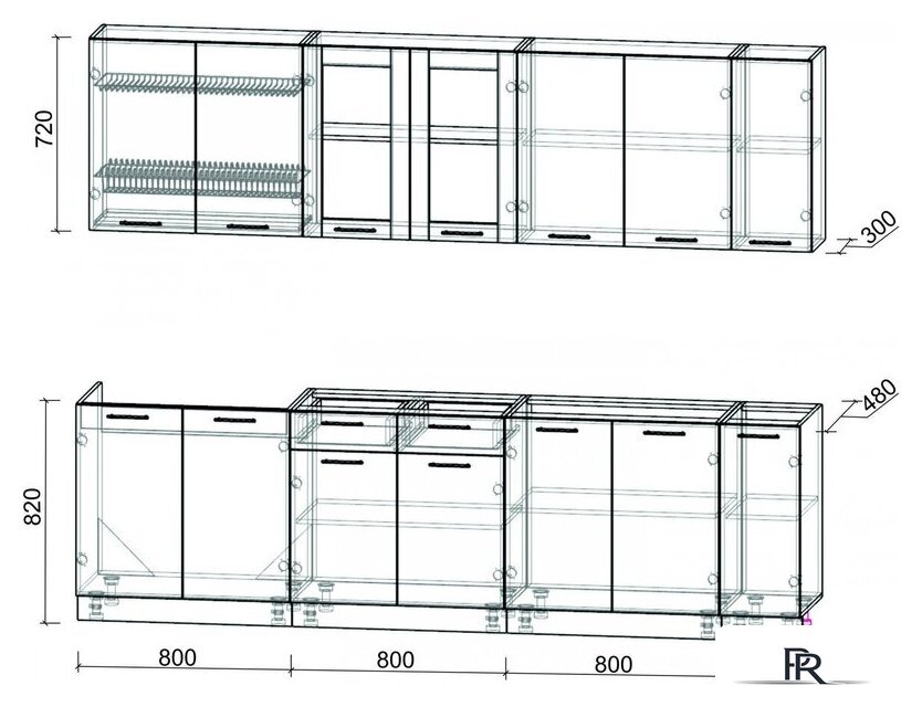 Готовая кухня Интерлиния Мила 27 без столешницы (серебристый/бетон) - Изображение №2 — Интернет-магазин ПроЗаказ