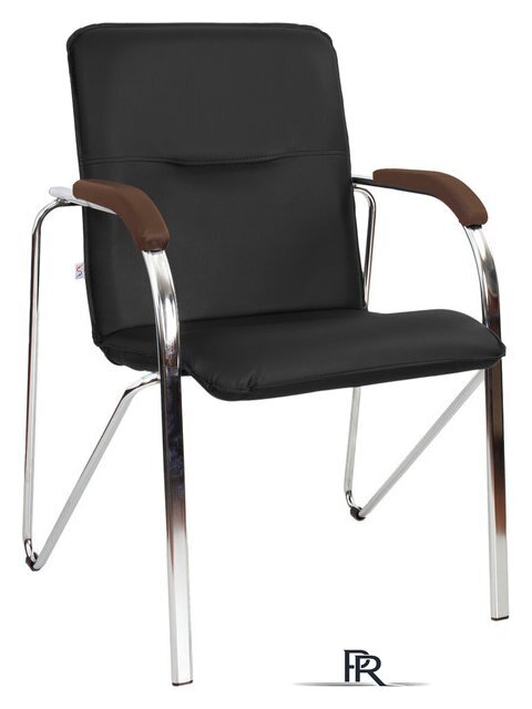 Офисный стул Белс Самба Chrome V 451375/V4 (кожзам черный/темный орех) - Изображение №1 — Интернет-магазин ПроЗаказ