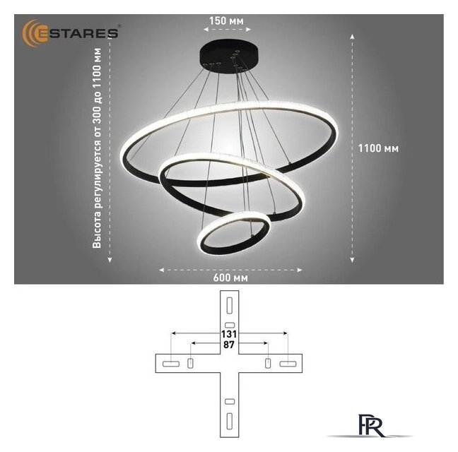 Подвесная люстра Estares Akrilika slim 70W 3R-APP-600x1100-BLACK/CLEAR-220-IP20 - Изображение №11 — Интернет-магазин ПроЗаказ