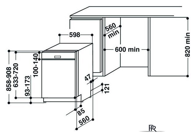 Встраиваемая посудомоечная машина Whirlpool WBC 3C26 B - Изображение №3 — Интернет-магазин ПроЗаказ