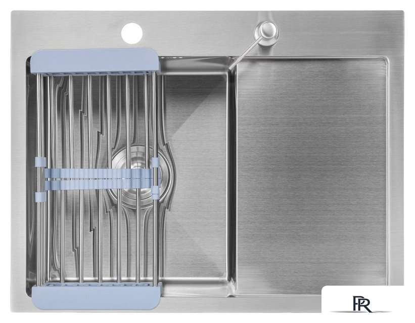 Кухонная мойка Saniteco 6550-L + Spike F9S07000 (хром, с сифоном, дозатором и коландером) - Изображение №4 — Интернет-магазин ПроЗаказ