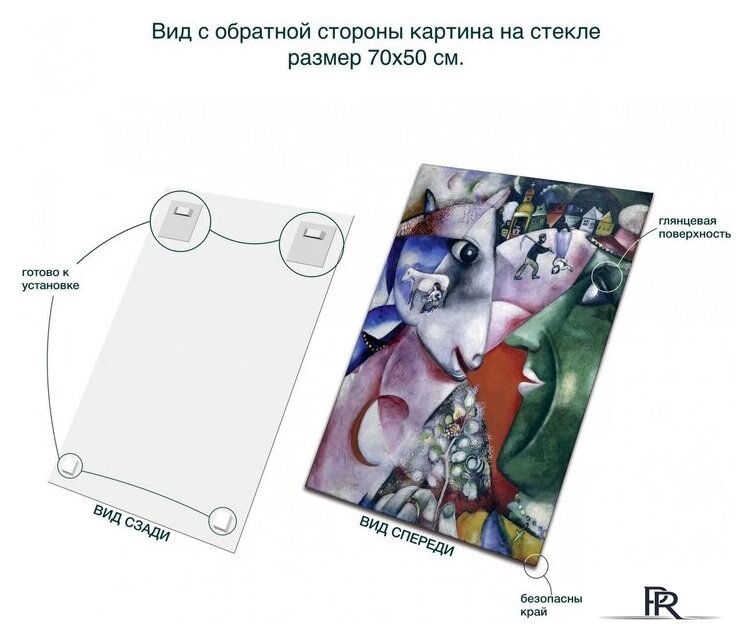 Картина Stamprint Я и деревня М. Шагал PT009 (70x50) - Изображение №4 — Интернет-магазин ПроЗаказ