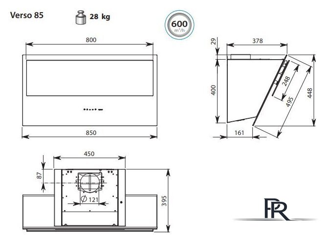 Кухонная вытяжка Falmec Verso Design 85 800 м3/ч (белый) - Изображение №6 — Интернет-магазин ПроЗаказ