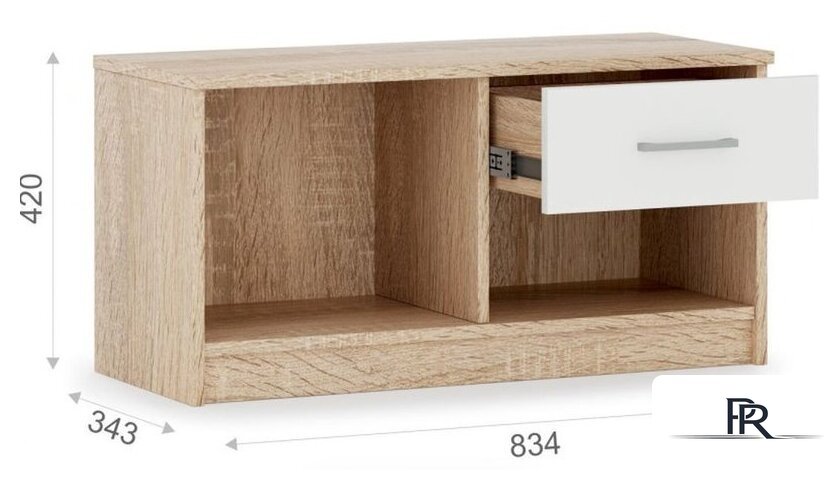 Тумба Империал Стелс 1д1ящ (дуб сонома-белый) - Изображение №3 — Интернет-магазин ПроЗаказ