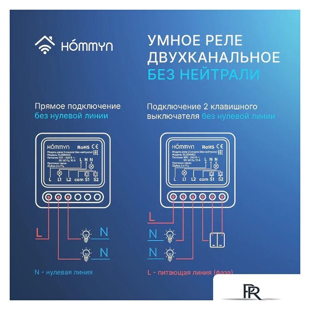 Реле Hommyn zigbee 2 канала RLZBNN02 (без нейтрали) - Изображение №7 — Интернет-магазин ПроЗаказ