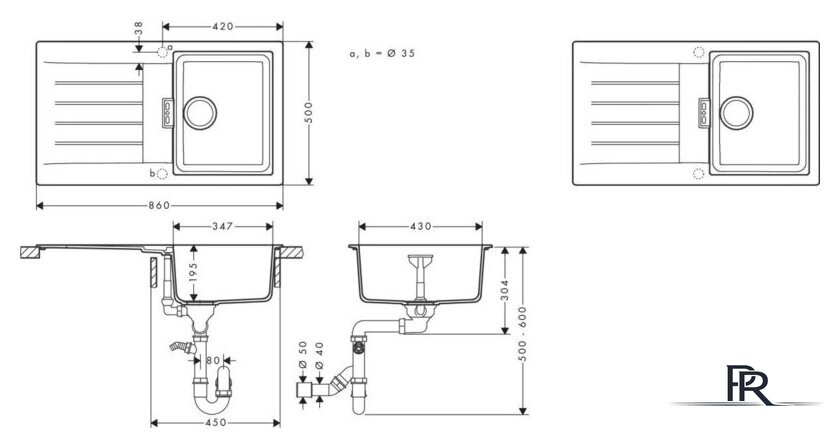 Кухонная мойка Hansgrohe S52 S520-F345 43356290 (серый камень) - Изображение №2 — Интернет-магазин ПроЗаказ