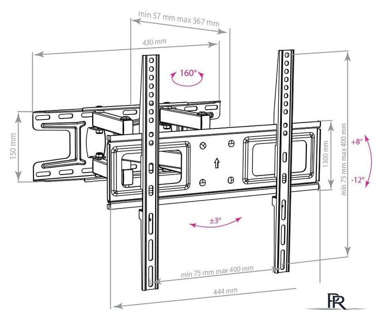 Кронштейн для телевизора Arm Media LCD-417 (черный) - Изображение №4 — Интернет-магазин ПроЗаказ
