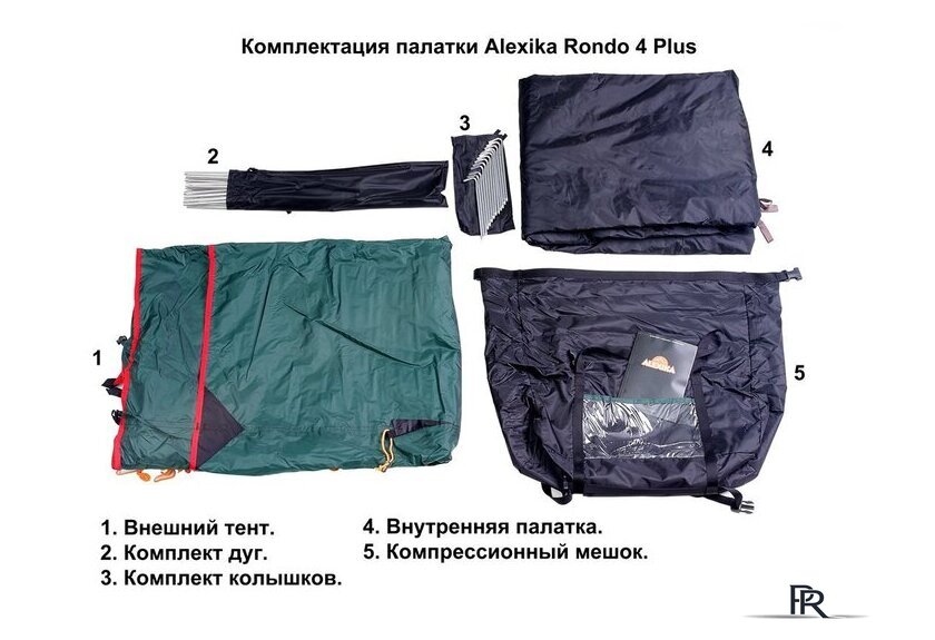 Треккинговая палатка AlexikA Rondo 4 Plus Fib (зеленый) - Изображение №10 — Интернет-магазин ПроЗаказ
