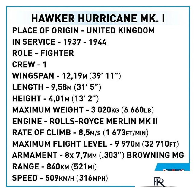 Конструктор Cobi Historical Collection WWII Hawker Hurricane Mk.I - Изображение №6 — Интернет-магазин ПроЗаказ