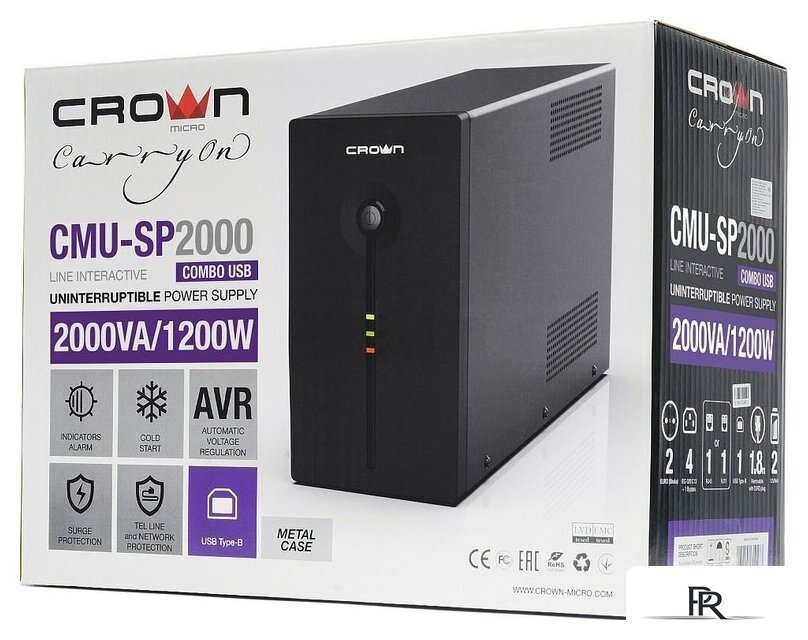 Источник бесперебойного питания CrownMicro CMU-SP2000 Combo USB - Изображение №5 — Интернет-магазин ПроЗаказ