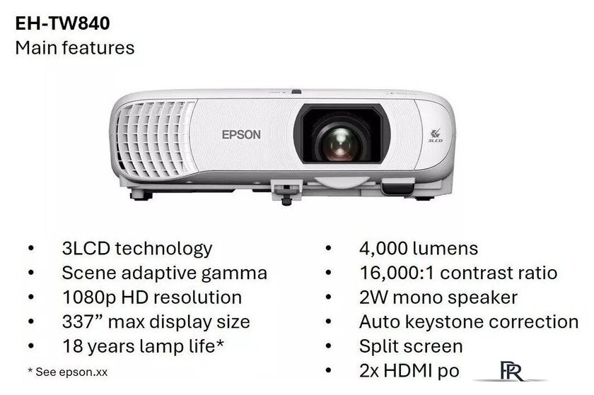 Проектор Epson EH-TW840 - Изображение №8 — Интернет-магазин ПроЗаказ