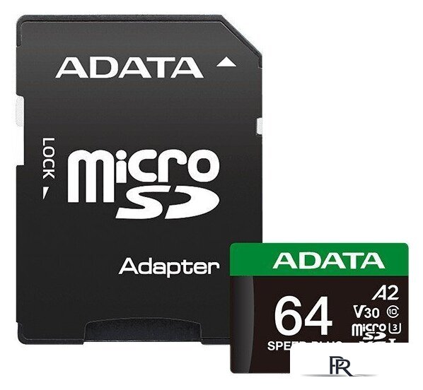Карта памяти ADATA SPEED PLUS microSDXC 64GB UD64GUI3V30A2SP-RA1 (с адаптером) - Изображение №1 — Интернет-магазин ПроЗаказ