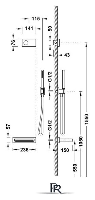 Держатель душевой лейки с подключением Tres Shower Technology 09288556Nm - Изображение №2 — Интернет-магазин ПроЗаказ